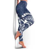 Polynesian Pride Leggings Turtle Hibiscus Luxury Style - Navy - Polynesian Pride