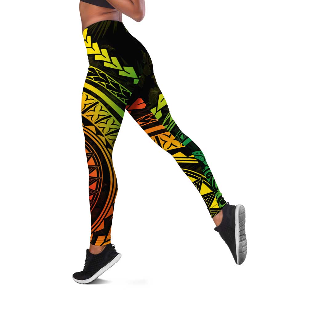 Polynesian Pride Leggings Turtle Hibiscus Luxury Style - Reggae Ver2 - Polynesian Pride