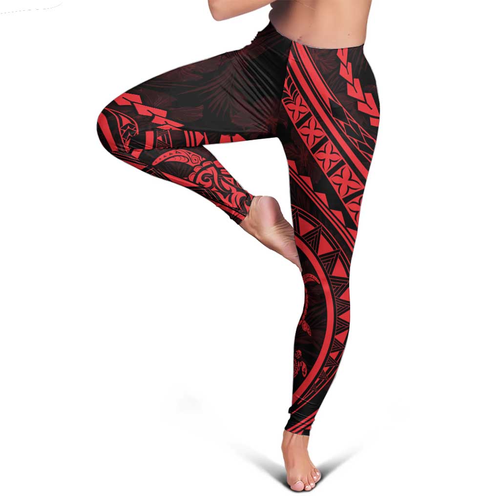 Polynesian Pride Leggings Turtle Hibiscus Luxury Style - Rose - Polynesian Pride