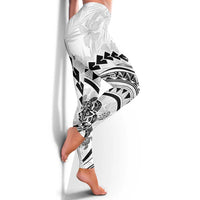 Polynesian Pride Leggings Turtle Hibiscus Luxury Style - White - Polynesian Pride