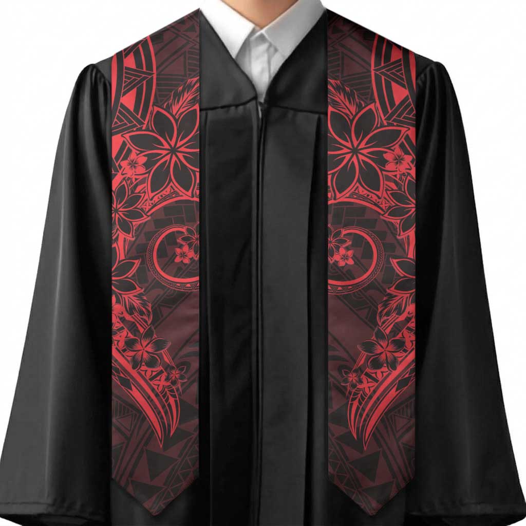 Polynesian Sunset Plumeria Graduation Stole Red Polynesian Tattoo