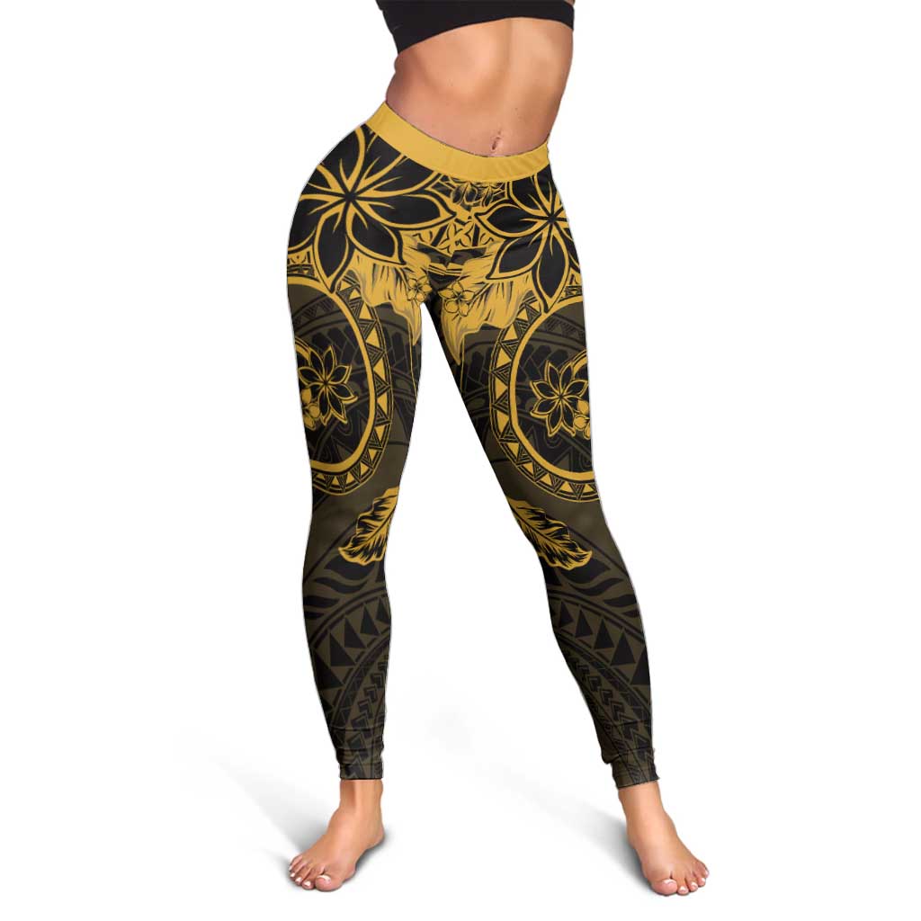 Polynesian Sunset Plumeria Leggings Gold Polynesian Tattoo - Polynesian Pride