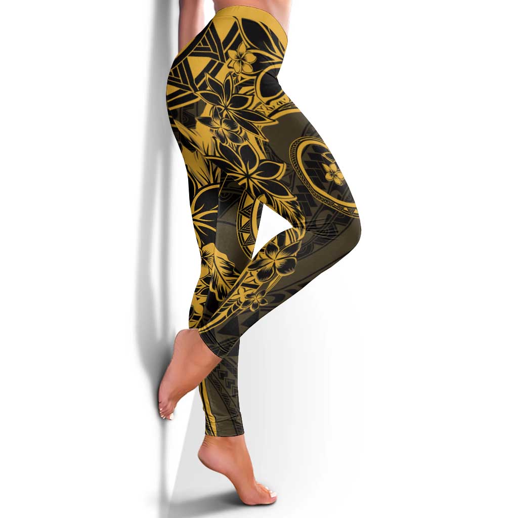 Polynesian Sunset Plumeria Leggings Gold Polynesian Tattoo - Polynesian Pride