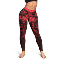 Polynesian Sunset Plumeria Leggings Red Polynesian Tattoo - Polynesian Pride