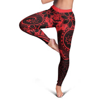 Polynesian Sunset Plumeria Leggings Red Polynesian Tattoo - Polynesian Pride