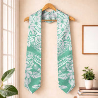 Polynesian Tiare Flower Cyan Pastel Graduation Stole