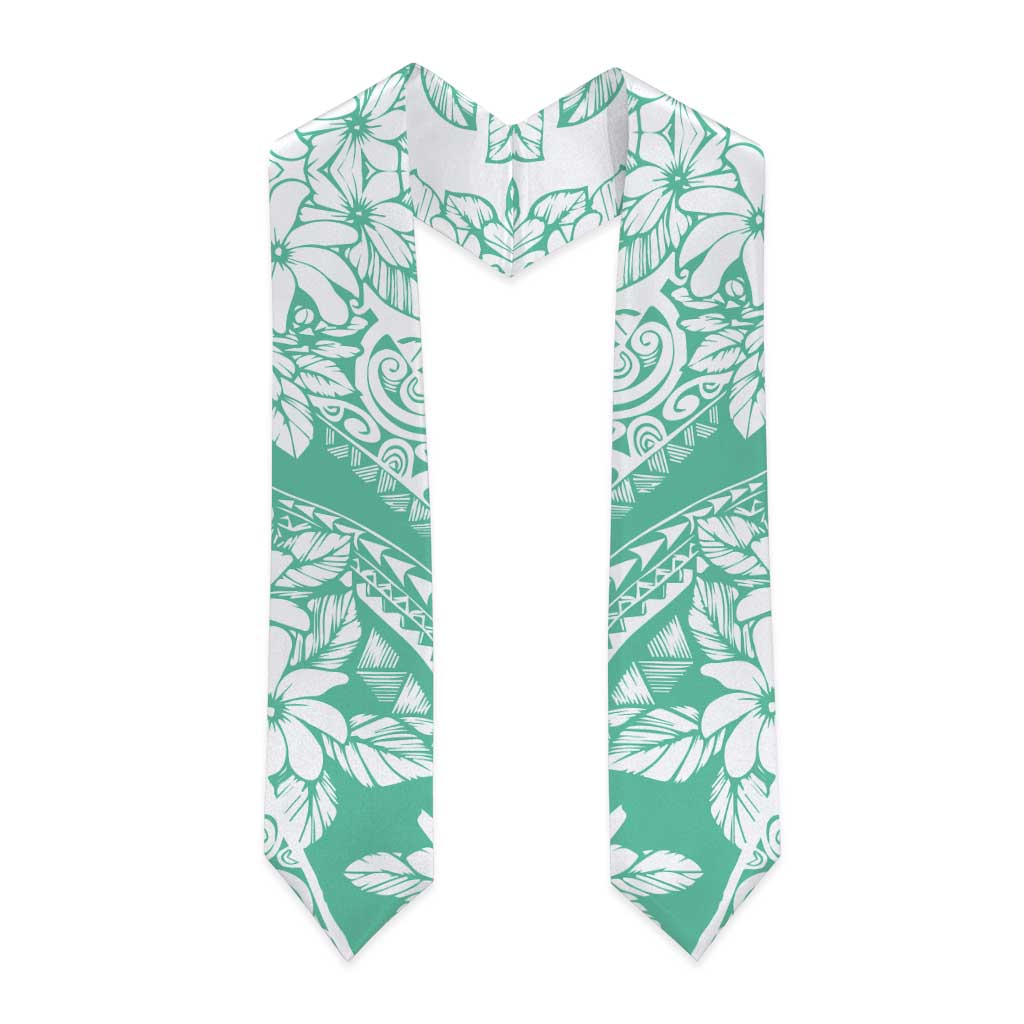 Polynesian Tiare Flower Cyan Pastel Graduation Stole