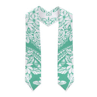 Polynesian Tiare Flower Cyan Pastel Graduation Stole
