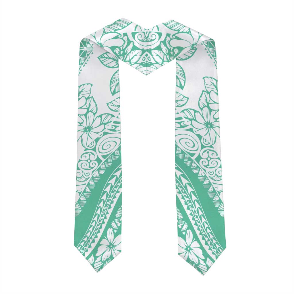 Polynesian Tiare Flower Cyan Pastel Graduation Stole