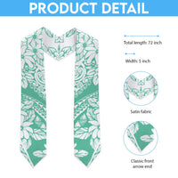 Polynesian Tiare Flower Cyan Pastel Graduation Stole