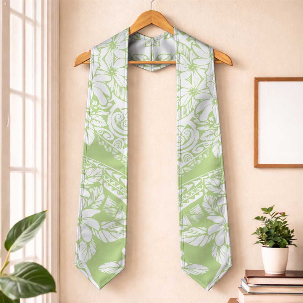 Polynesian Tiare Flower Sage Green Pastel Graduation Stole