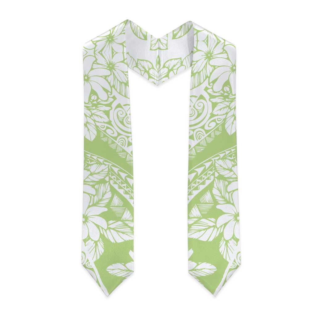Polynesian Tiare Flower Sage Green Pastel Graduation Stole