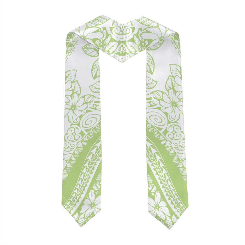 Polynesian Tiare Flower Sage Green Pastel Graduation Stole