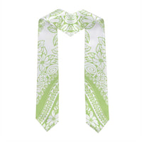Polynesian Tiare Flower Sage Green Pastel Graduation Stole