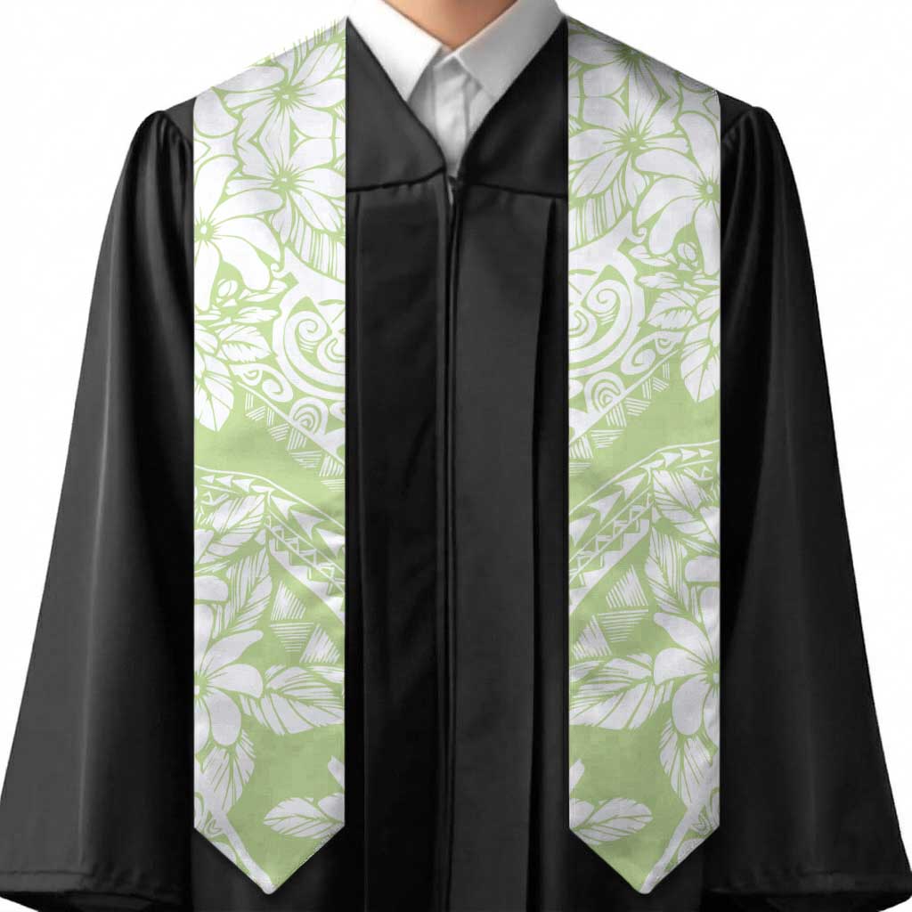 Polynesian Tiare Flower Sage Green Pastel Graduation Stole