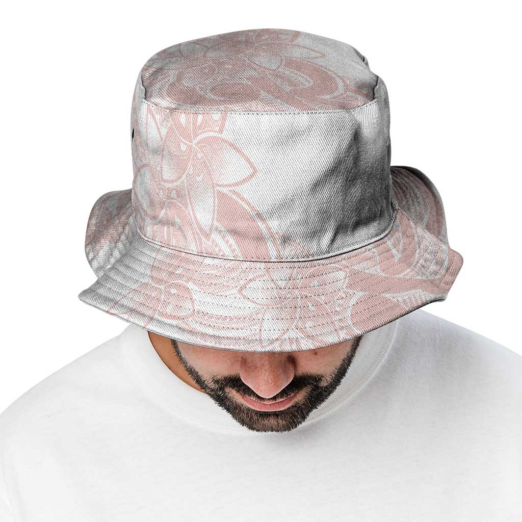 Polynesian Tribal Plumeria Lotu Tamaiti Bucket Hat Pastel Blush - Polynesian Pride