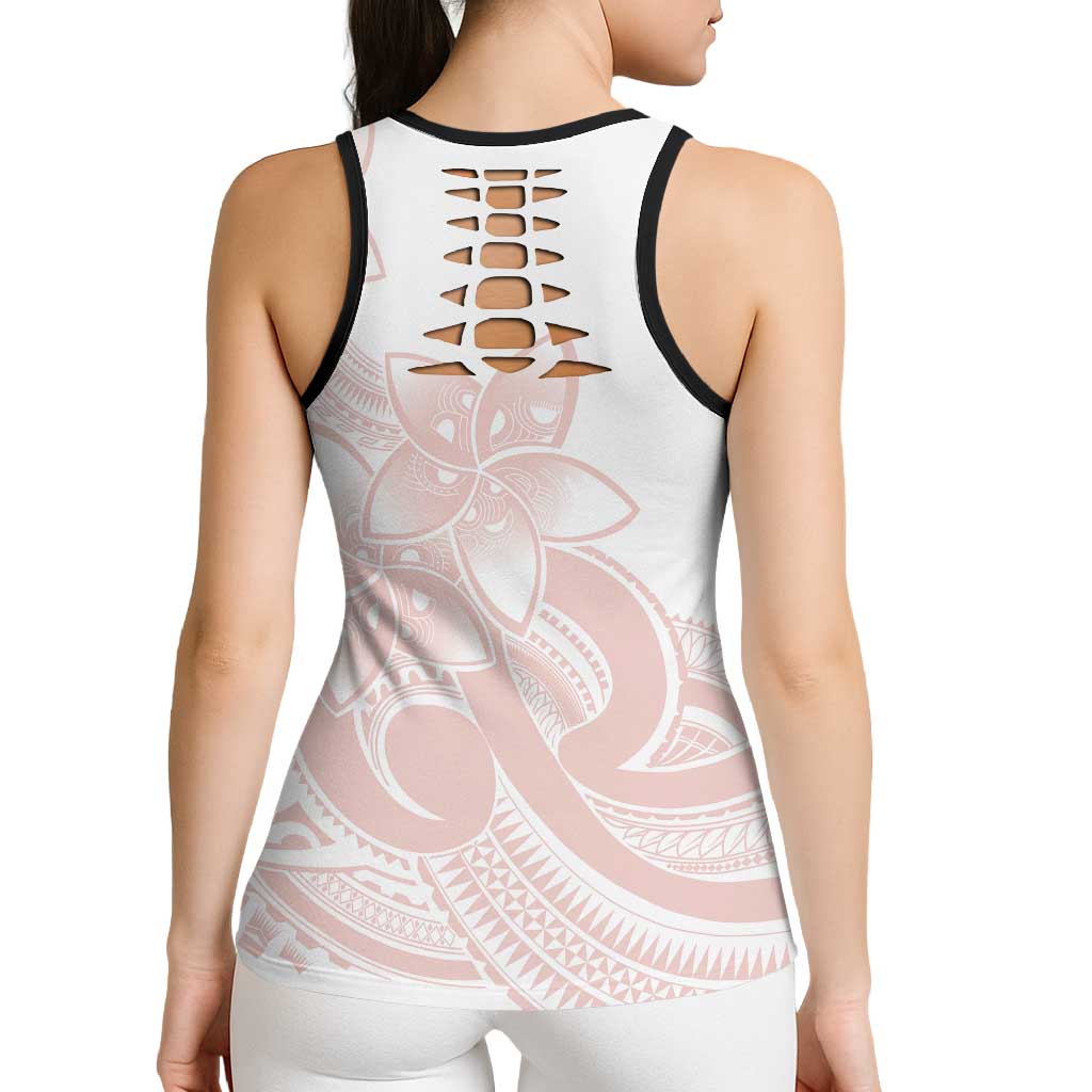 Polynesian Tribal Plumeria Lotu Tamaiti Hollow Tank Top Pastel Blush - Polynesian Pride