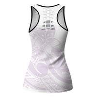 Polynesian Tribal Plumeria Lotu Tamaiti Hollow Tank Top Pastel Mauve - Polynesian Pride
