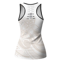 Polynesian Tribal Plumeria Lotu Tamaiti Hollow Tank Top Pastel Nude - Polynesian Pride