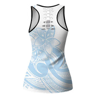 Polynesian Tribal Plumeria Lotu Tamaiti Hollow Tank Top Pastel Sky Blue - Polynesian Pride