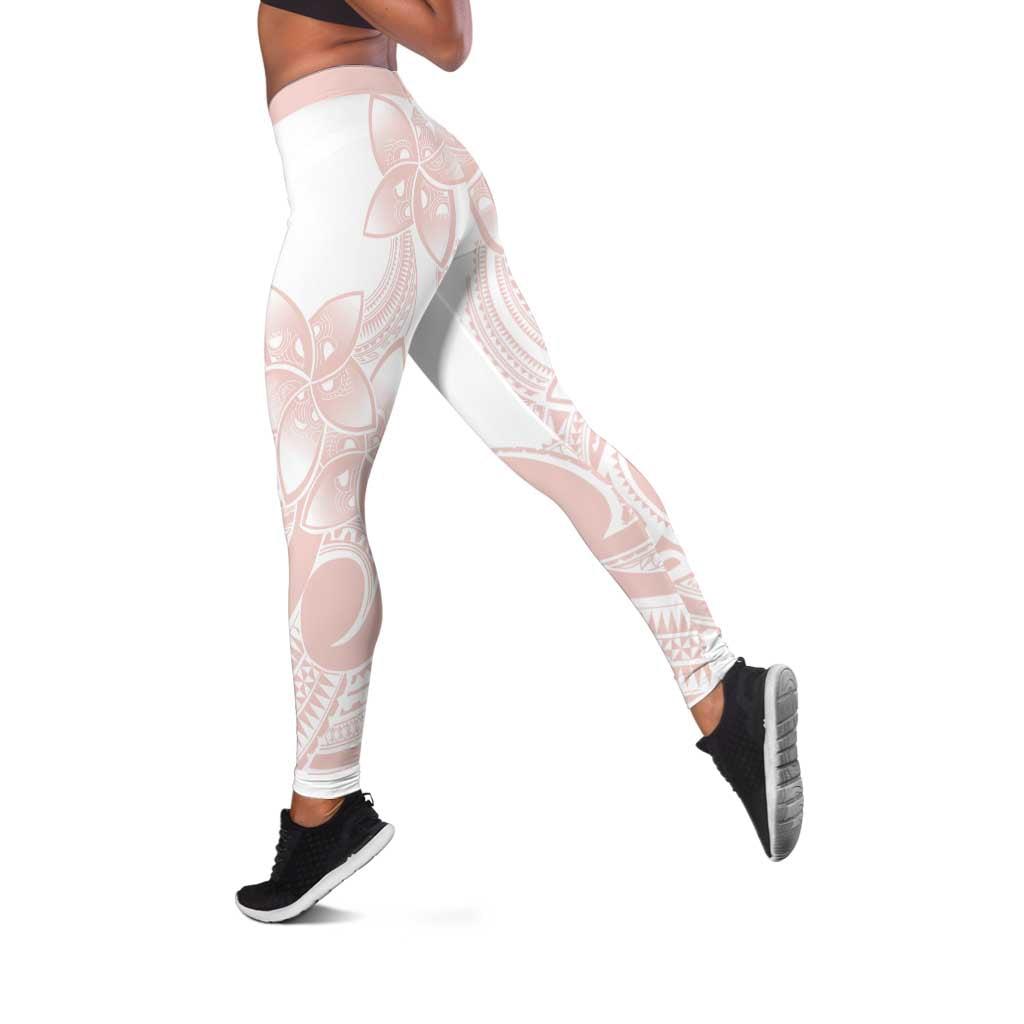Polynesian Tribal Plumeria Lotu Tamaiti Leggings Pastel Blush - Polynesian Pride