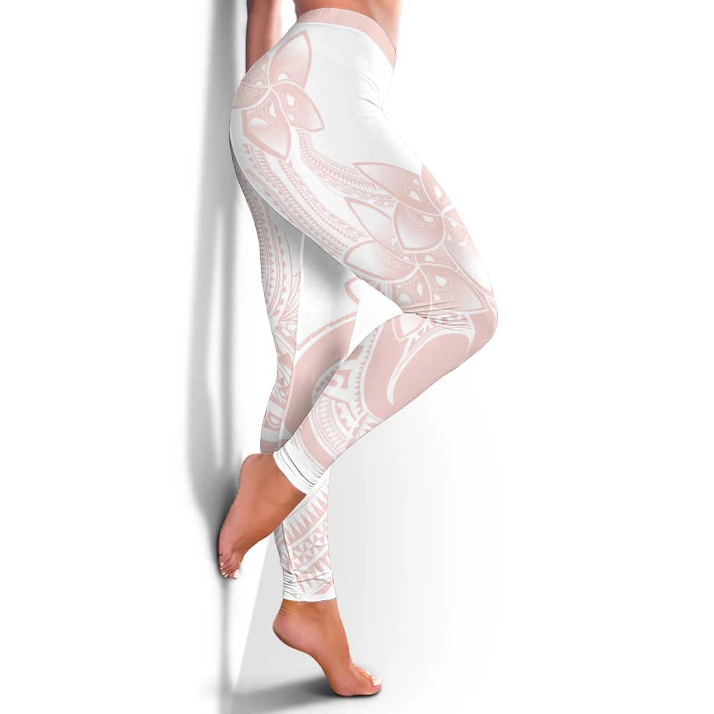 Polynesian Tribal Plumeria Lotu Tamaiti Leggings Pastel Blush - Polynesian Pride