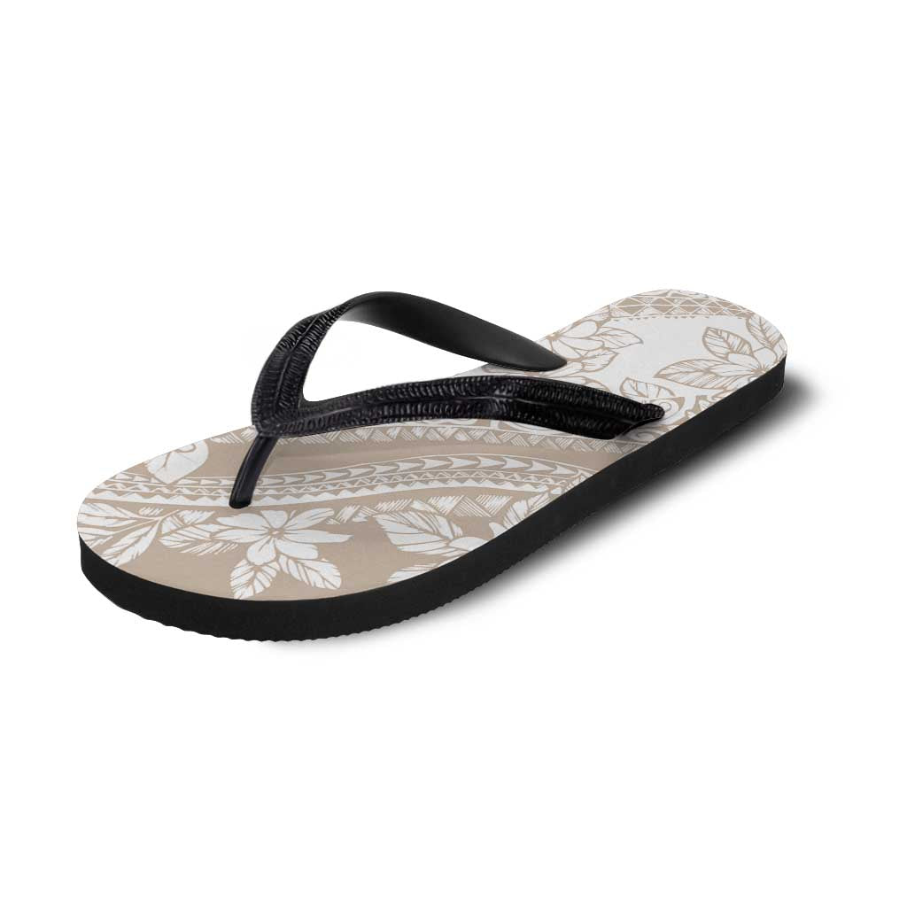 Polynesian Tropical Flowers Beige Pastel Vibes Flip Flops - Polynesian Pride