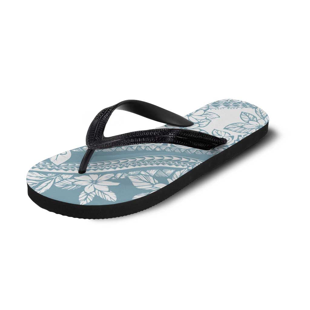 Polynesian Tropical Flowers Blue Pastel Vibes Flip Flops - Polynesian Pride