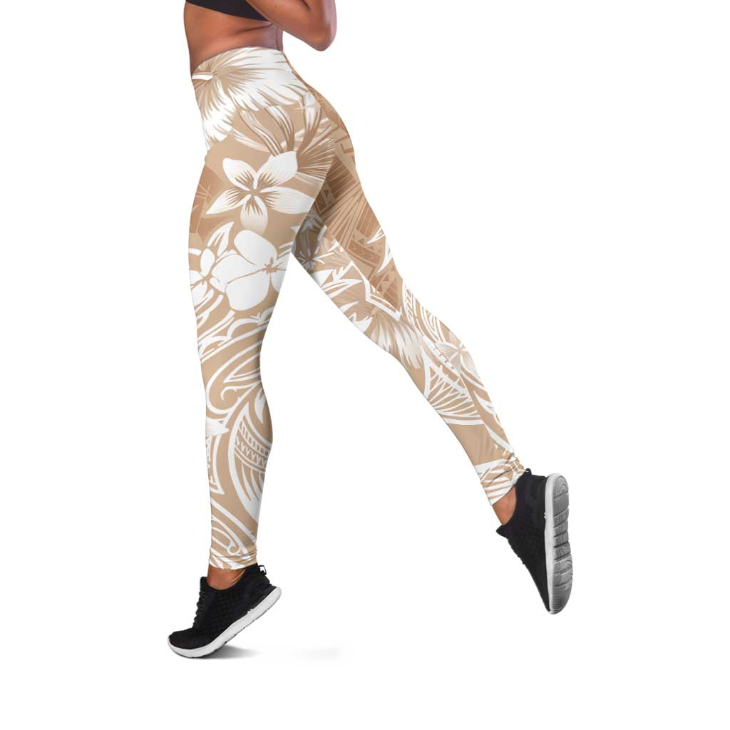 Polynesian Women's Day Leggings Plumeria Passion - Beige LT07