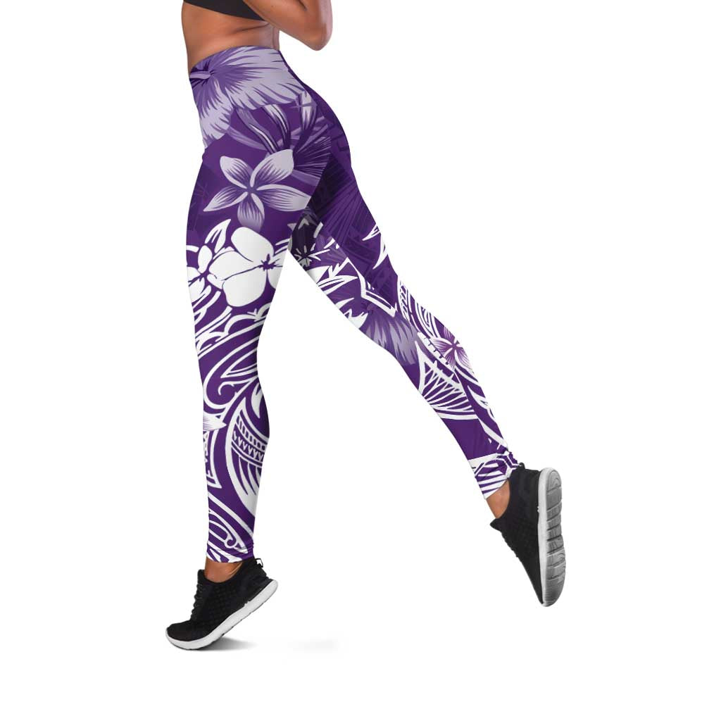 Polynesian Women's Day Leggings Plumeria Passion - Purple LT07
