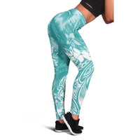 Polynesian Women's Day Leggings Plumeria Passion - Teal LT7