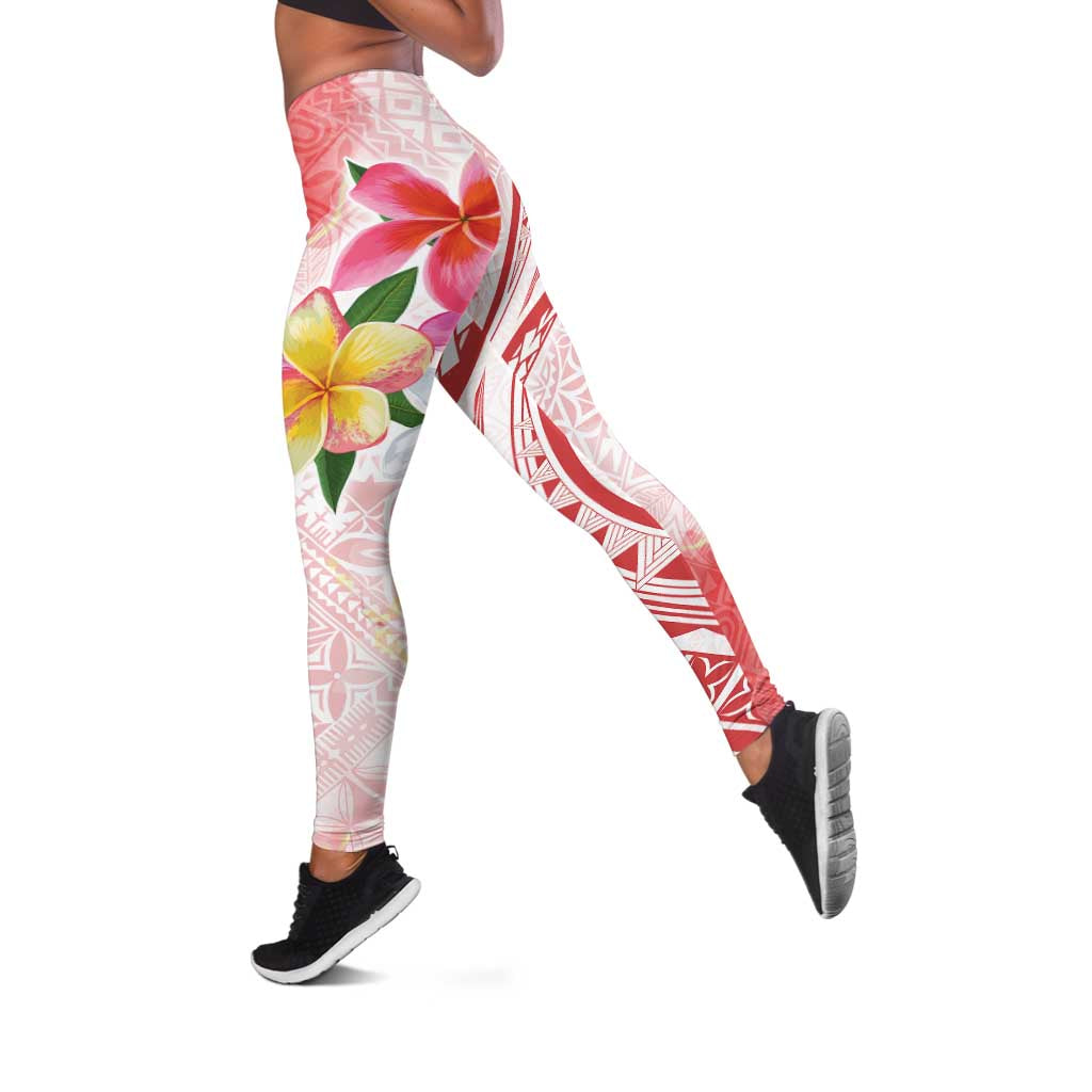 Polynesian Women's Day Wahine Leggings Plumeria Marble Glaze - Pink LT7