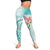 Polynesian Women's Day Wahine Leggings Plumeria Marble Glaze - Teal LT07