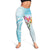 Polynesian Women's Day Wahine Leggings Plumeria Marble Glaze - Turquoise LT07