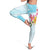 Polynesian Women's Day Wahine Leggings Plumeria Marble Glaze - Turquoise LT07