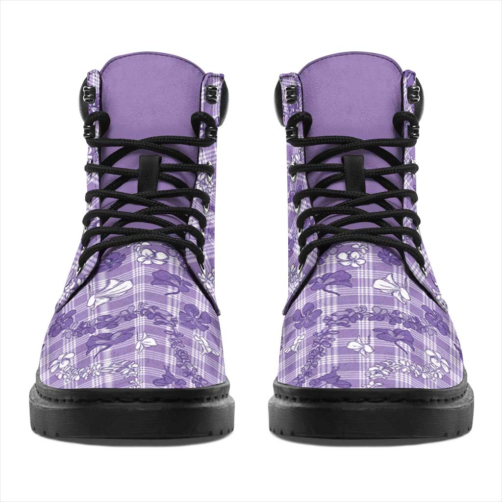 Poni Aloha Hawaii All Season Boots Plumeria Lei With Palaka Motif - Polynesian Pride