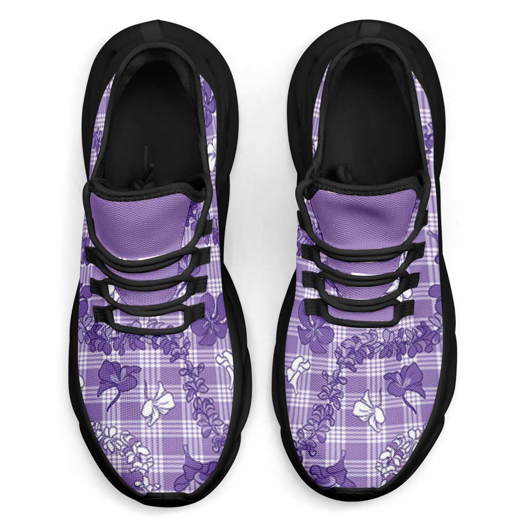 Poni Aloha Hawaii Clunky Sneakers Plumeria Lei With Palaka Motif - Polynesian Pride