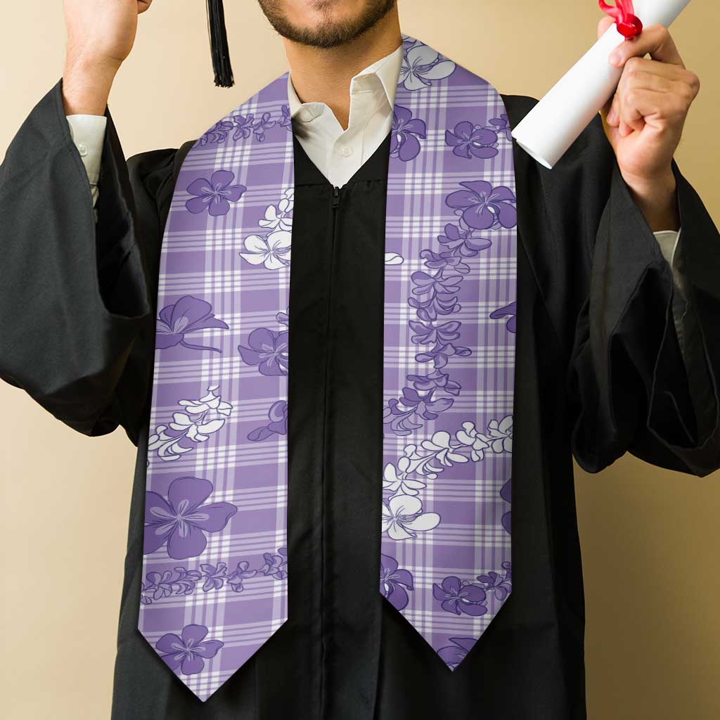Poni Aloha Hawaii Graduation Stole Plumeria Lei With Palaka Motif - Polynesian Pride