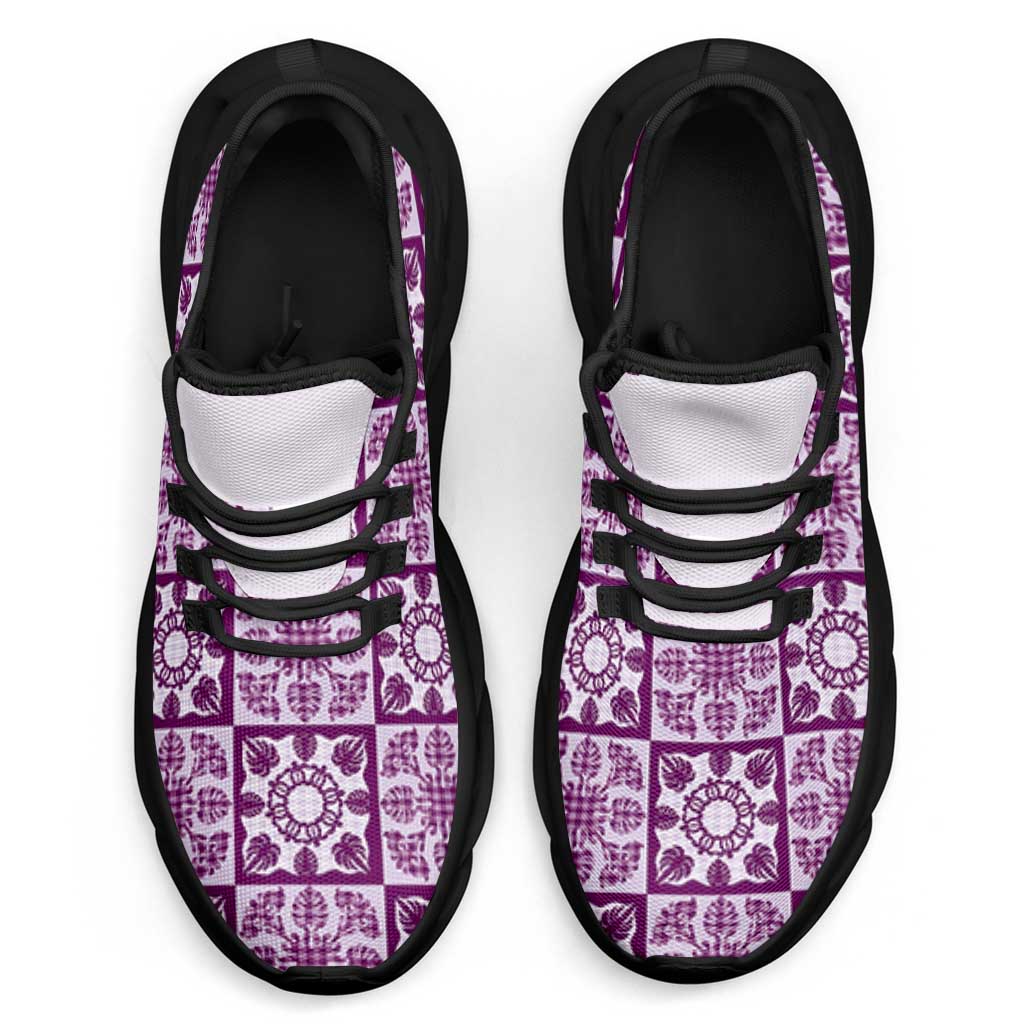 Poni Palaka Quilt Hawaii Clunky Sneakers Hawaiian Tropical Monstera Sea Turtle LT14 - Polynesian Pride