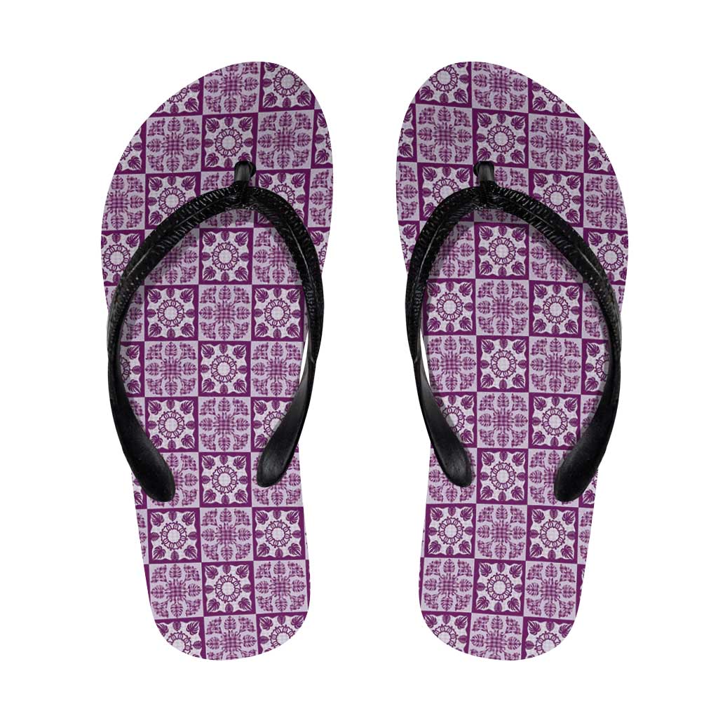 Poni Palaka Quilt Hawaii Flip Flops Hawaiian Tropical Monstera Sea Turtle
