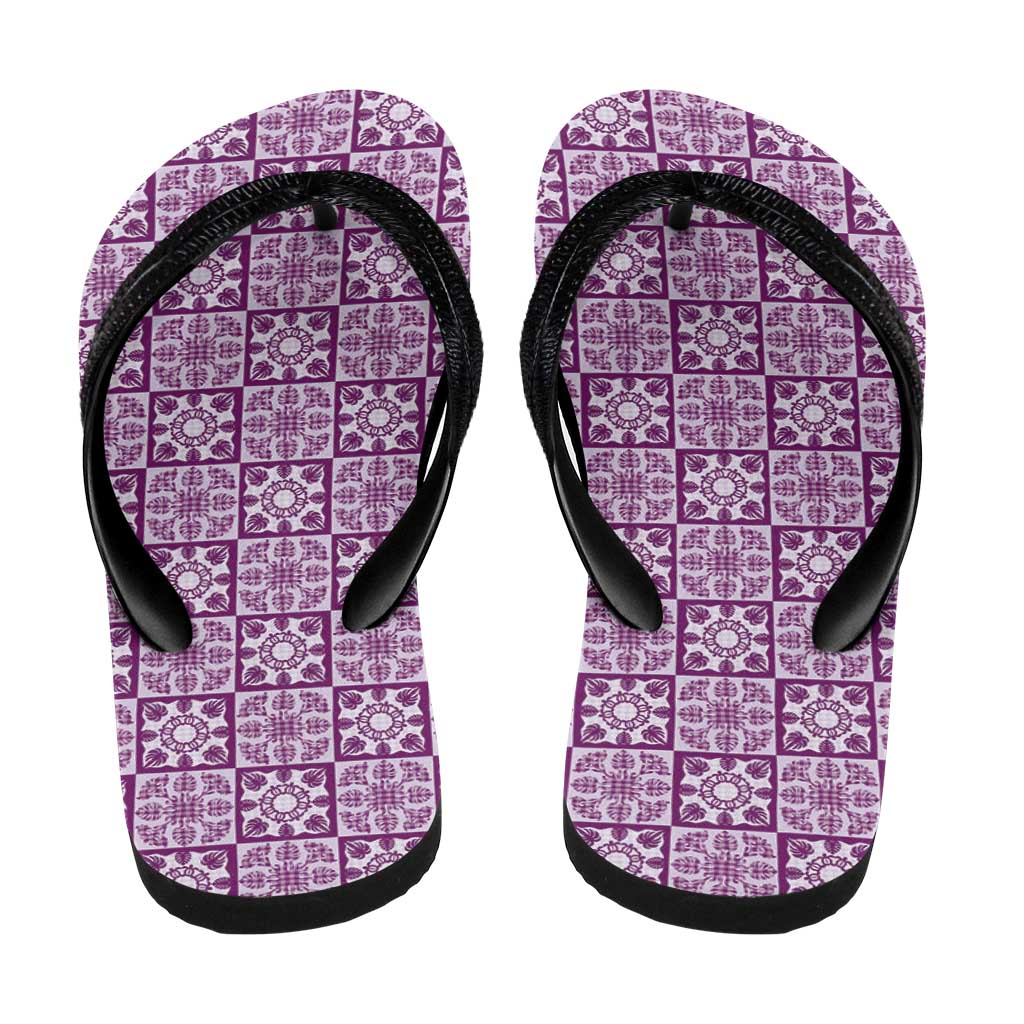 Poni Palaka Quilt Hawaii Flip Flops Hawaiian Tropical Monstera Sea Turtle