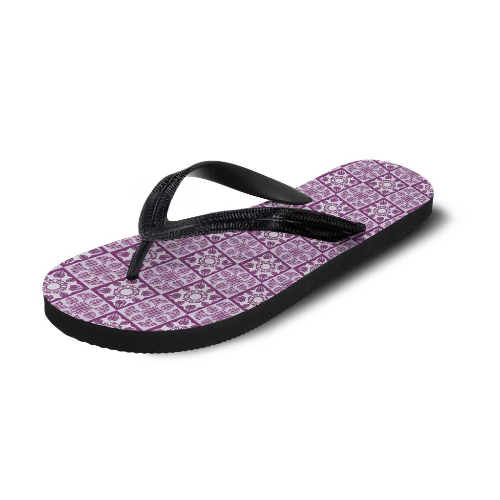 Poni Palaka Quilt Hawaii Flip Flops Hawaiian Tropical Monstera Sea Turtle
