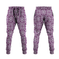Poni Palaka Quilt Hawaii Jogger Pants Hawaiian Tropical Monstera Sea Turtle LT14 Purple - Polynesian Pride