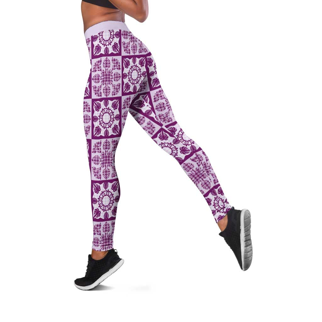 Poni Palaka Quilt Hawaii Leggings Hawaiian Tropical Monstera Sea Turtle