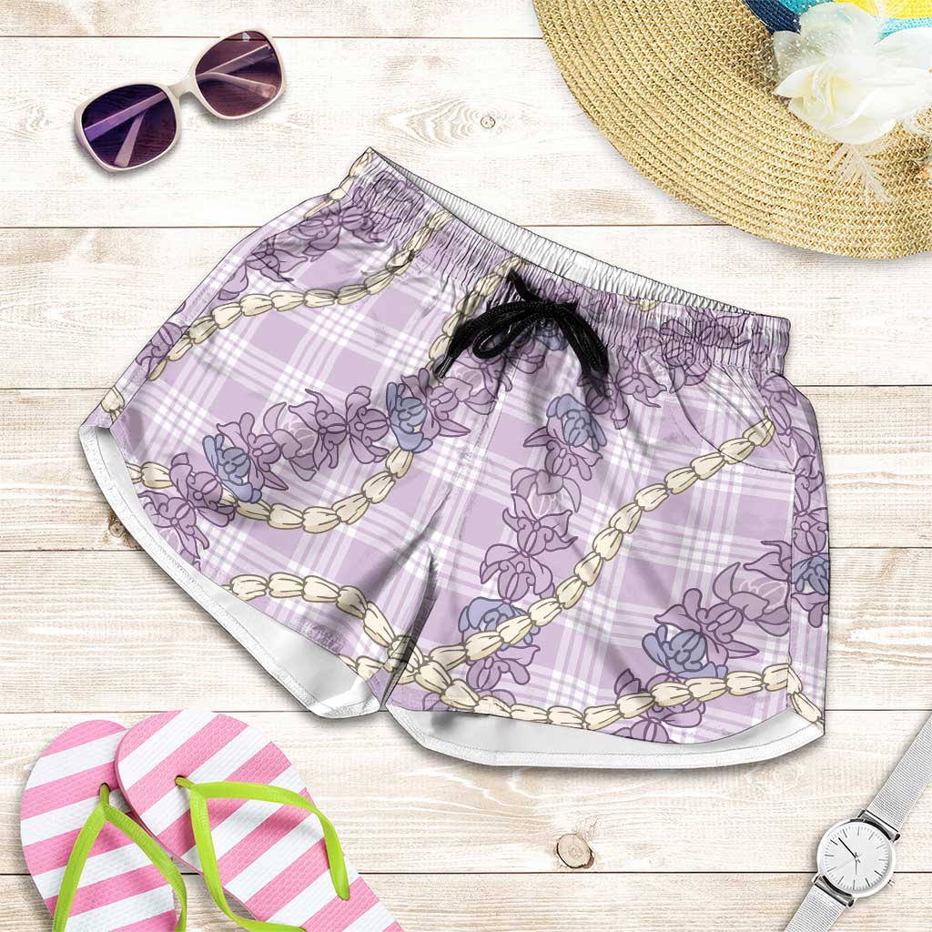 Pua Kalaunu Lei Shorts for Women Palaka Pattern
