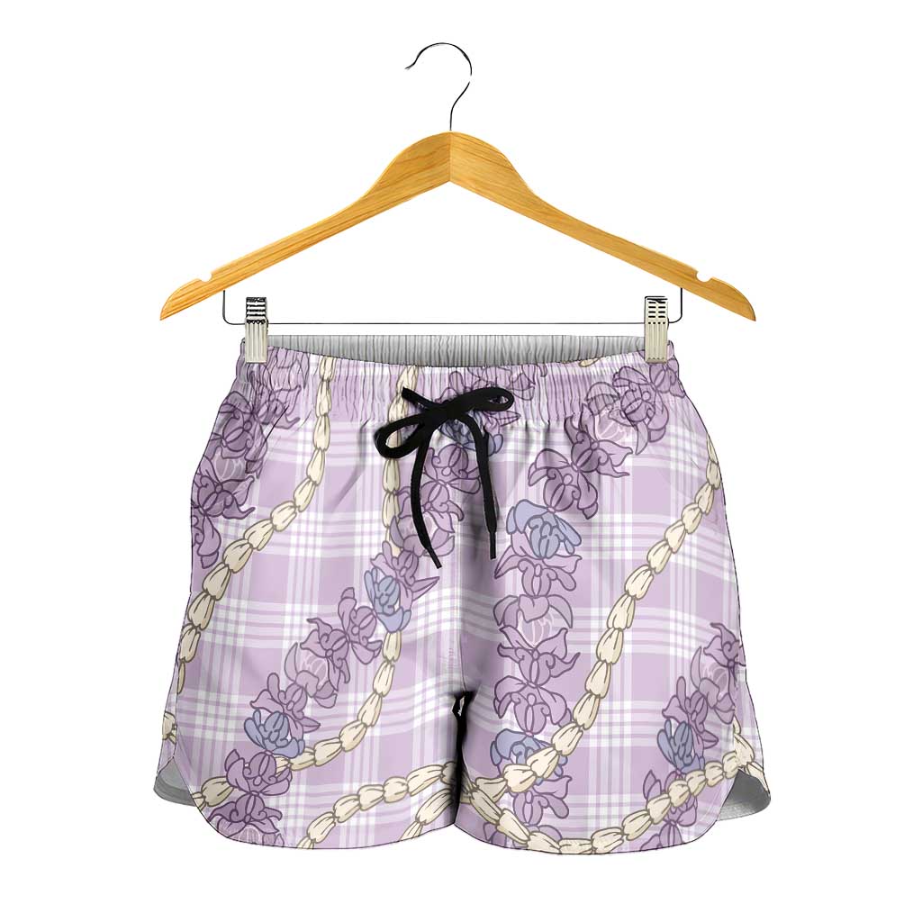 Pua Kalaunu Lei Shorts for Women Palaka Pattern LT01 - Polynesian Pride