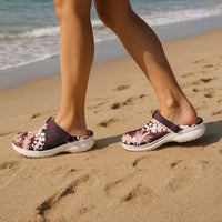 Puakenikeni Maile Lei Clogs Shoes Frangipani Red Tropical Leaves LT01 - Polynesian Pride