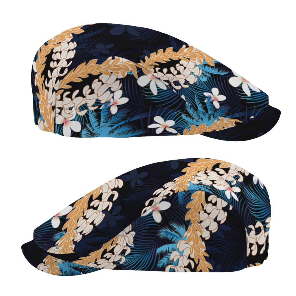 Puakenikeni Maile Lei Jeff Hat Frangipani Blue Tropical Leaves LT01 - Polynesian Pride