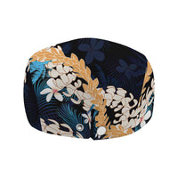 Puakenikeni Maile Lei Jeff Hat Frangipani Blue Tropical Leaves LT01 - Polynesian Pride