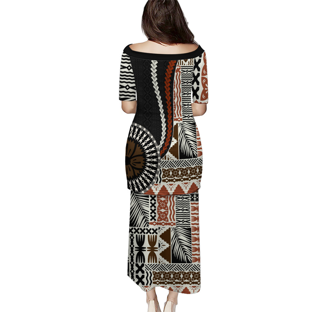 Bula Fiji Puletasi Dress Masi Tapa Patterns Style LT6 - Polynesian Pride